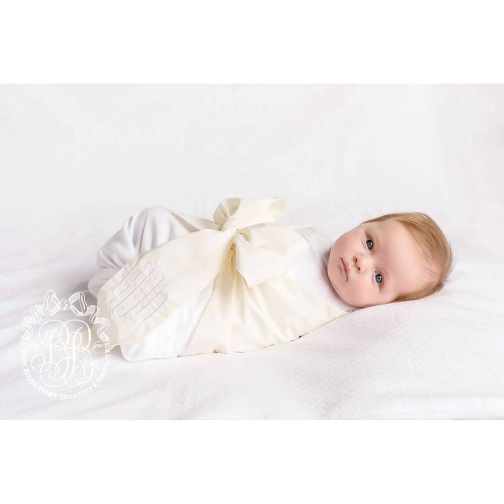 NEW BEAUFORT BONNET baby's bow swaddle broadcloth in palmetto pearl